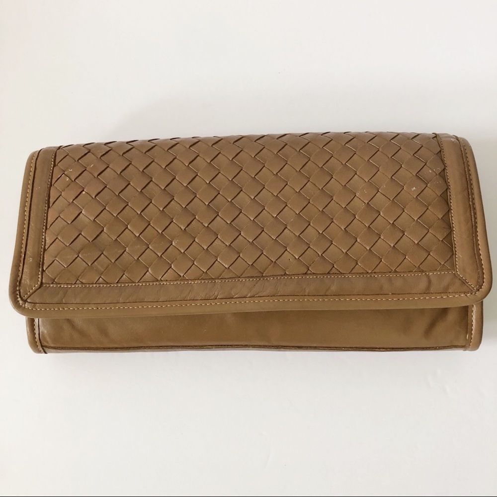 PIERRE CARDIN Vintage Crisscross Brown Clutch